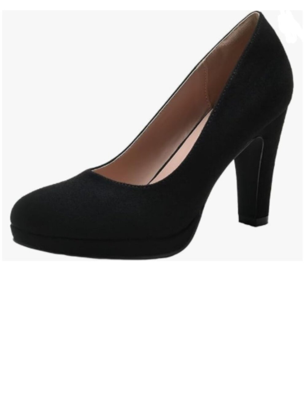miss left Black Women's Low Platform Chunky High Heel Slip On Round Toe Pump